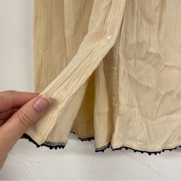 Zara Black & Cream Boho Embroidered Blouse Sleeveless Womens XS Beachy Casual - Picture 7 of 8